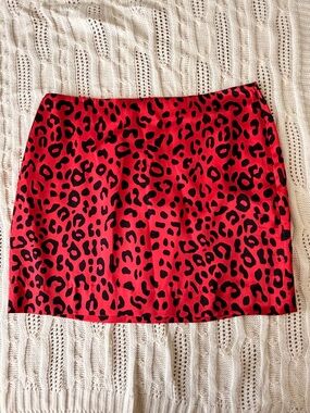 Equipment Red and Black Leopard Print Mini Skirt